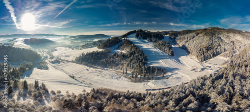 Panoramic winter view of the ski center Vysne Ruzbachy, north Slovakia photo