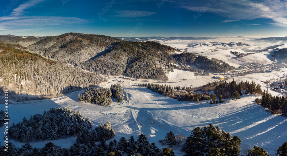 Panoramic winter view of the ski center Vysne Ruzbachy, north Slovakia