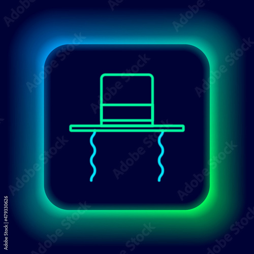 Glowing neon line Orthodox jewish hat with sidelocks icon isolated on black background. Jewish men in the traditional clothing. Judaism symbols. Colorful outline concept. Vector