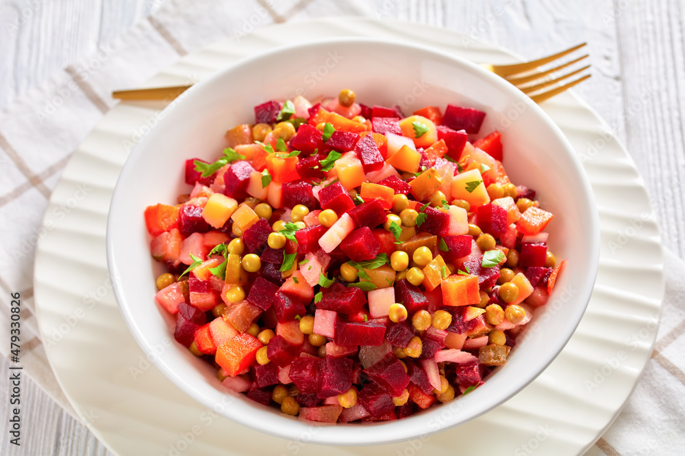 russian vinaigrette, salad of diced cooked veggies russian vinaigrette, salad of diced cooked veggies