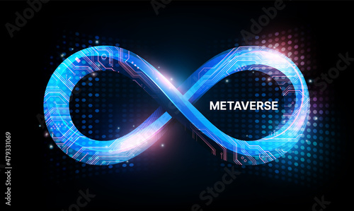 Infinity Symbol Metaverse technology concept and Virtual space, Futuristic technology background, vector illustration photo