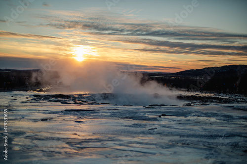 Iceland, geysir, winter