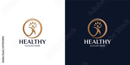 healthy modern and simple logo set