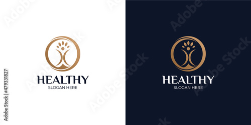 healthy modern and simple logo set