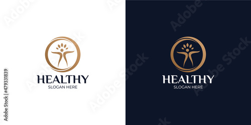 healthy modern and simple logo set