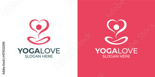 yoga love logo set for health