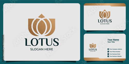 set of lotus flower logos and business cards