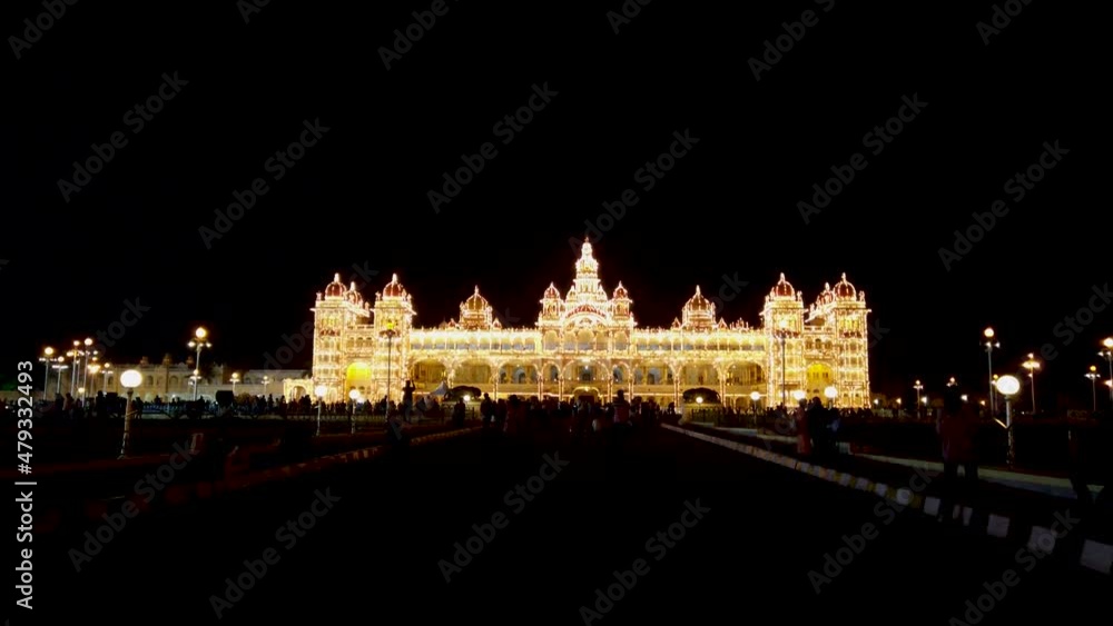 An Enchanting night view of the Ambavilas Palace built over a century ago with Illumination in Mysore, an famous tourist destination in Karnataka, India.
An Enchanting night view of the Ambavilas Palace built over a century ago with Illumination in Mysore, an famous tourist destination in Karnataka, India.