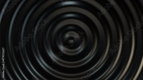 3d render background of dark black abstract pattern of liquid concentric ripples. 4k seamless loop animation. Business presentation background