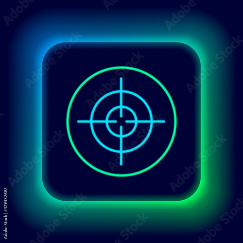 Glowing neon line Target sport icon isolated on black background. Clean target with numbers for shooting range or shooting. Colorful outline concept. Vector