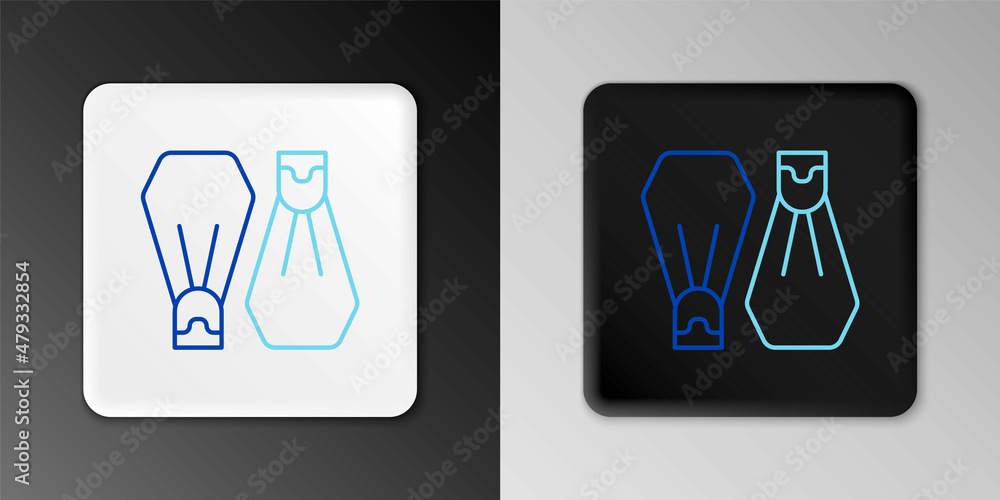 Line Rubber flippers for swimming icon isolated on grey background. Diving equipment. Extreme sport. Sport equipment. Colorful outline concept. Vector Line Rubber flippers for swimming icon isolated on grey background. Diving equipment. Extreme sport. Sport equipment. Colorful outline concept. Vector