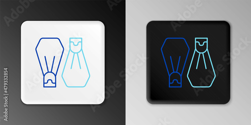 Line Rubber flippers for swimming icon isolated on grey background. Diving equipment. Extreme sport. Sport equipment. Colorful outline concept. Vector