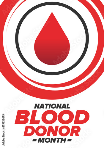 National Blood Donor Month. Awareness and prevention. Celebrate annual in January. Medical healthcare concept. Human support and protection. Poster, banner and background. Vector illustration