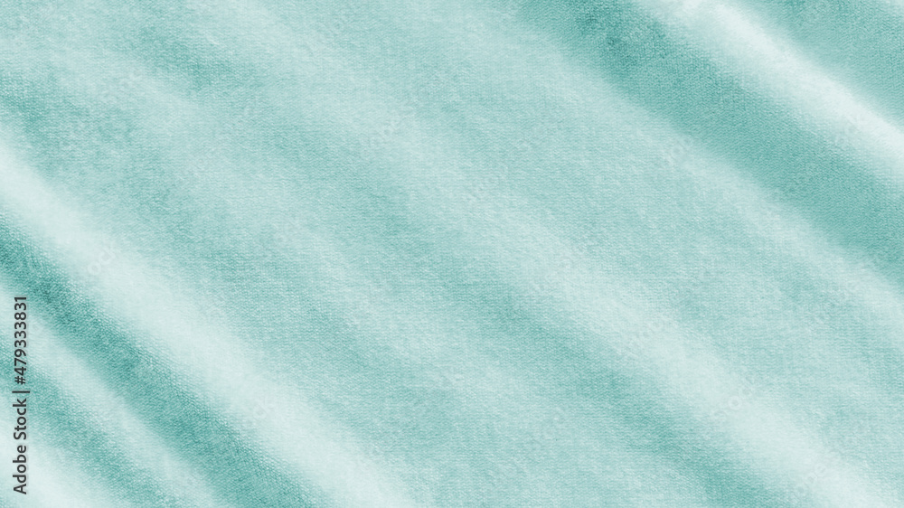 Teal blue velvet background or turquoise green velour flannel texture made of cotton or wool with soft fluffy velvety satin fabric cloth metallic color material