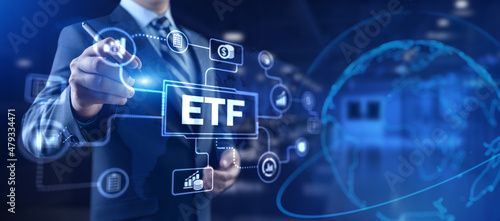 ETF Exchange traded fund stock market trading investment financial concept.