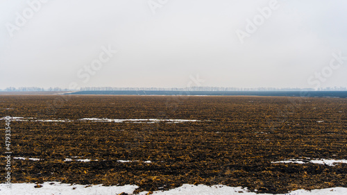 landscape winter field. empty field