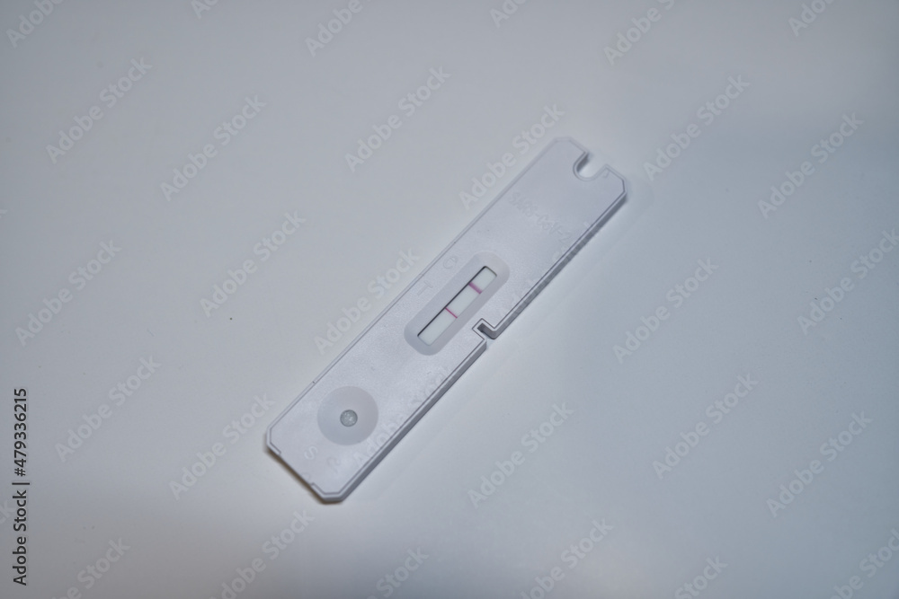 Rapid COVID-19 antigen test with positive result of infection Rapid COVID-19 antigen test with positive result of infection