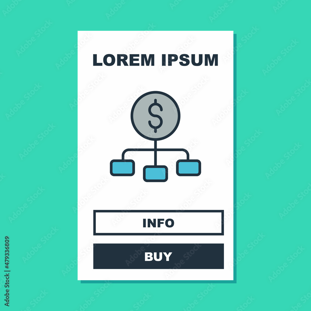 Filled outline Dollar on top of financial hierarchy icon isolated on turquoise background. Vector Filled outline Dollar on top of financial hierarchy icon isolated on turquoise background. Vector