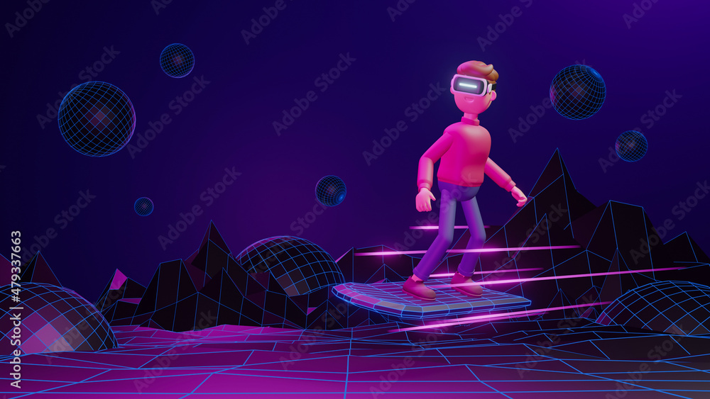 Metaverse technology future concept. VR virtual digital reality cyber ...