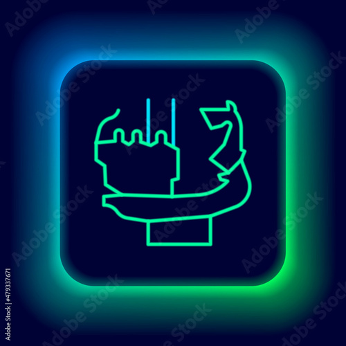 Glowing neon line Monument to founders of Kiev icon isolated on black background. Statue of Kyi, Shchek, Horyv and Lybid. Colorful outline concept. Vector