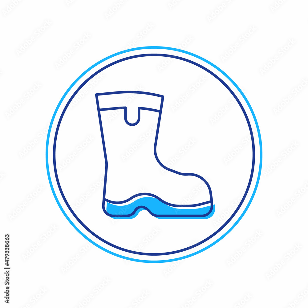 Filled outline Fishing boots icon isolated on white background. Waterproof rubber boot. Gumboots for rainy weather, fishing, hunter, gardening. Vector Filled outline Fishing boots icon isolated on white background. Waterproof rubber boot. Gumboots for rainy weather, fishing, hunter, gardening. Vector