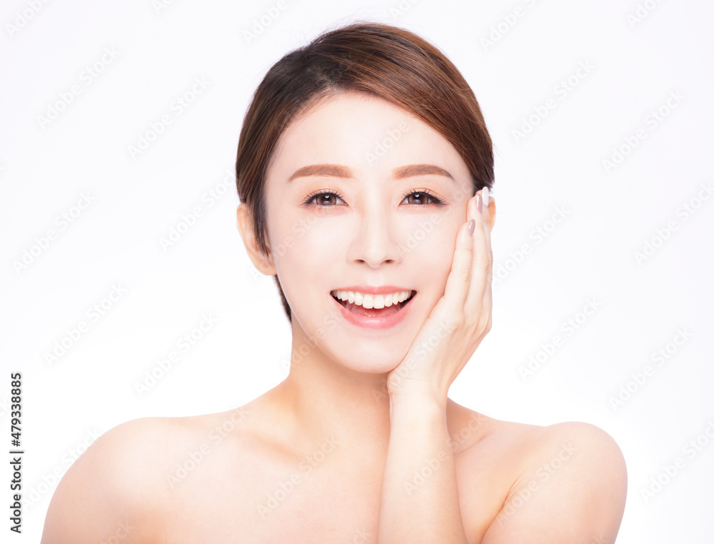 Closeup asian beauty face with skin care healthy Closeup asian beauty face with skin care healthy