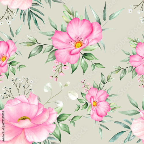 seamless pattern floral with beautiful flower and leaves © mariadeta