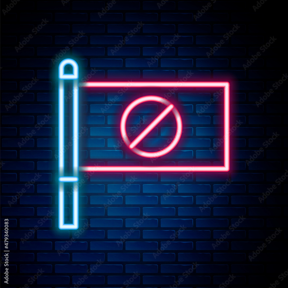 Glowing neon line Protest icon isolated on brick wall background. Meeting, protester, picket, speech, banner, protest placard, petition, leader, leaflet. Colorful outline concept. Vector Glowing neon line Protest icon isolated on brick wall background. Meeting, protester, picket, speech, banner, protest placard, petition, leader, leaflet. Colorful outline concept. Vector
