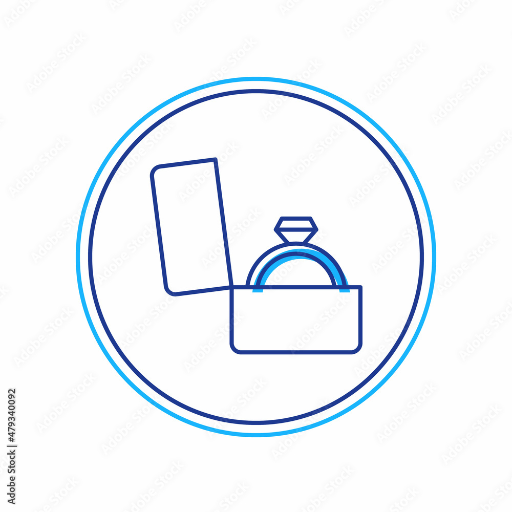 Filled outline Diamond engagement ring in a box icon isolated on white background. Vector Filled outline Diamond engagement ring in a box icon isolated on white background. Vector