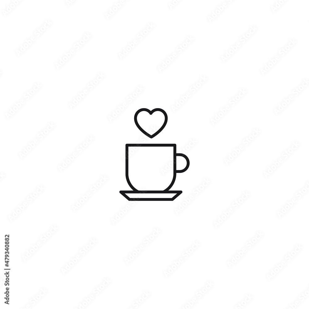 Romance, love and dating concept. Outline sign and editable stroke drawn in modern flat style. Suitable for articles, web sites etc. Vector line icon of heart over cup Romance, love and dating concept. Outline sign and editable stroke drawn in modern flat style. Suitable for articles, web sites etc. Vector line icon of heart over cup