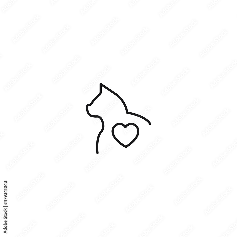 Romance, love and dating concept. Outline sign and editable stroke drawn in modern flat style. Suitable for articles, web sites etc. Vector line icon of heart inside of a cat Romance, love and dating concept. Outline sign and editable stroke drawn in modern flat style. Suitable for articles, web sites etc. Vector line icon of heart inside of a cat