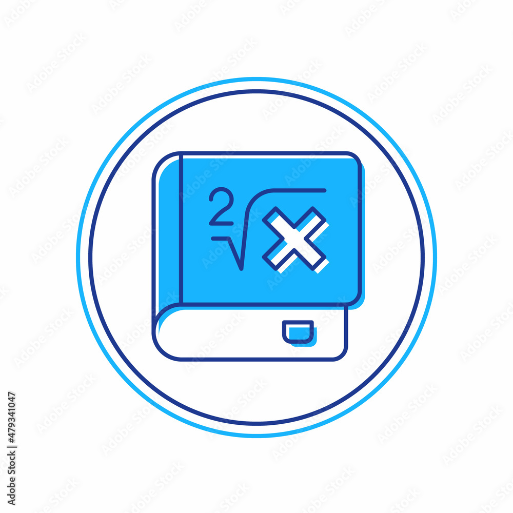 Filled outline Book with word mathematics icon isolated on white background. Math book. Education concept about back to school. Vector Filled outline Book with word mathematics icon isolated on white background. Math book. Education concept about back to school. Vector