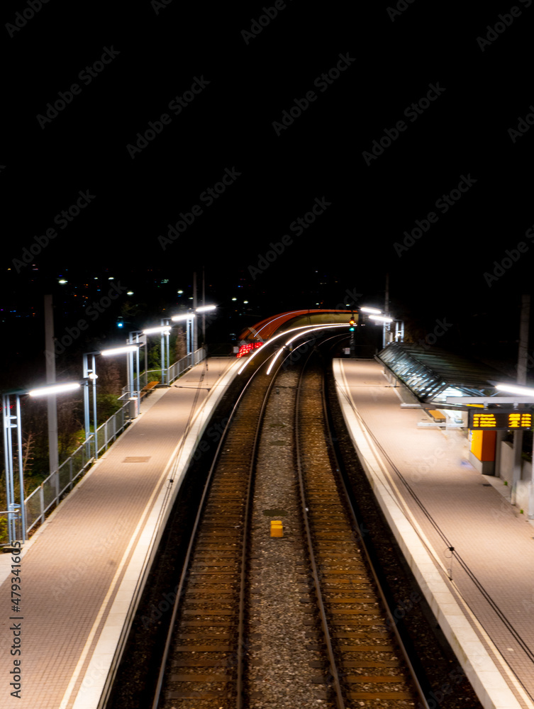 train station at night, long exposure