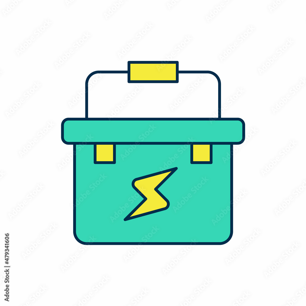Filled outline Toolbox electrician icon isolated on white background. Vector Filled outline Toolbox electrician icon isolated on white background. Vector