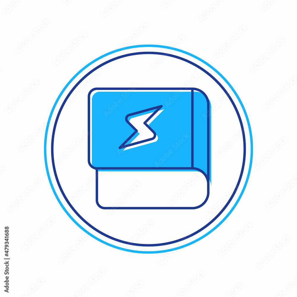 Filled outline Book about electricity icon isolated on white background. Vector Filled outline Book about electricity icon isolated on white background. Vector