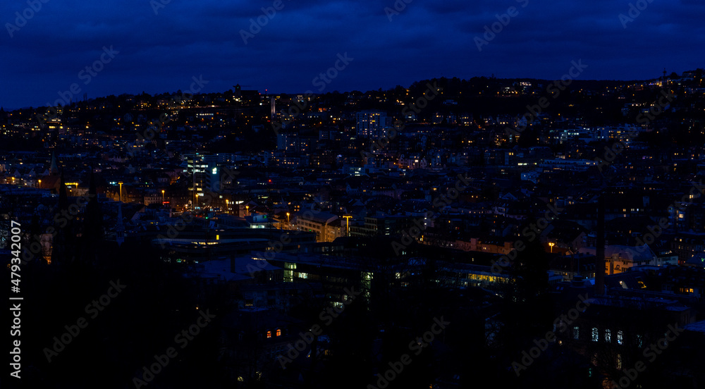 night city panorama Stuttgart lights