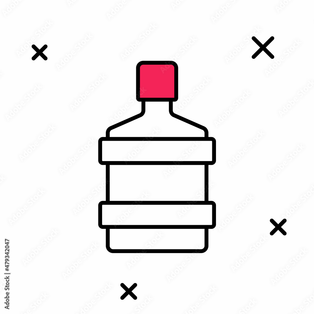 Filled outline Big bottle with clean water icon isolated on white background. Plastic container for the cooler. Vector Filled outline Big bottle with clean water icon isolated on white background. Plastic container for the cooler. Vector