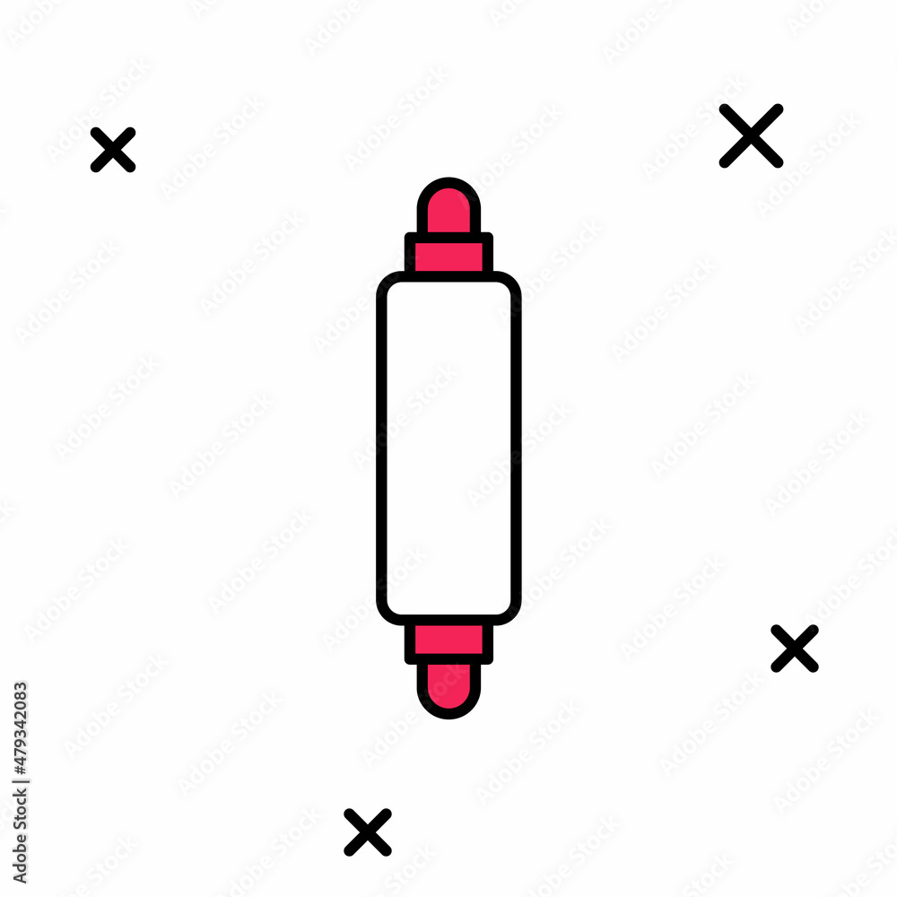 Filled outline Rolling pin icon isolated on white background. Vector