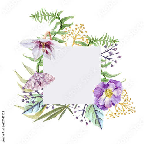 Pink Butterflies and Floral Square Frame