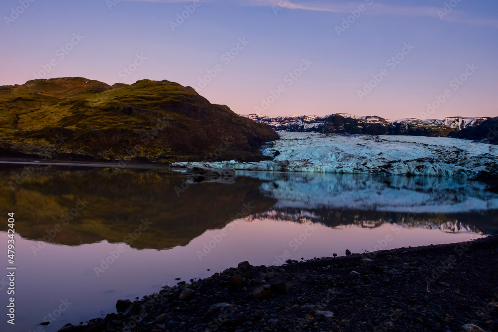 Glacier at sunset in  Iceland