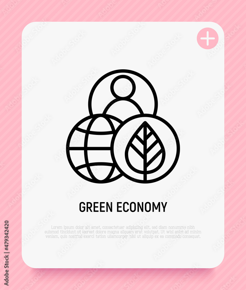 Green economy thin line icon. Globe, plant and human. Modern vector illustration. Green economy thin line icon. Globe, plant and human. Modern vector illustration.