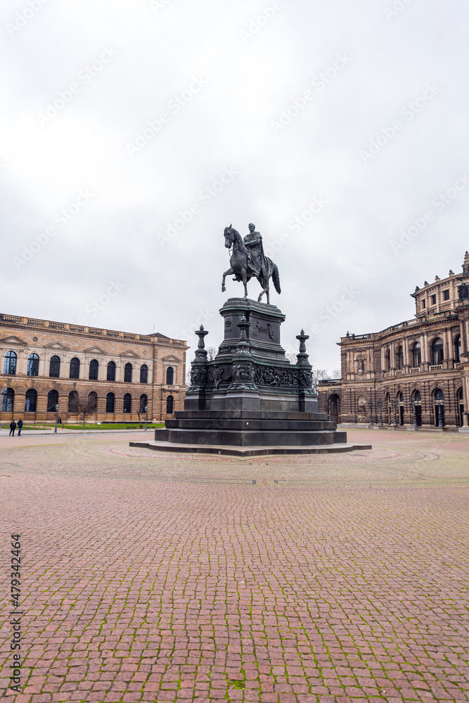 Theatre Square with Semperoper and Residenzschloss buildings and King Johann's equestrian statue