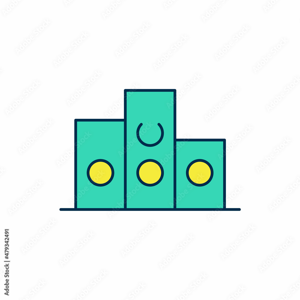 Filled outline Award over sports winner podium icon isolated on white background. Vector Filled outline Award over sports winner podium icon isolated on white background. Vector