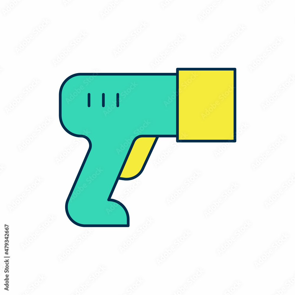 Filled outline Scanner scanning bar code icon isolated on white background. Barcode label sticker. Identification for delivery with bars. Vector Filled outline Scanner scanning bar code icon isolated on white background. Barcode label sticker. Identification for delivery with bars. Vector