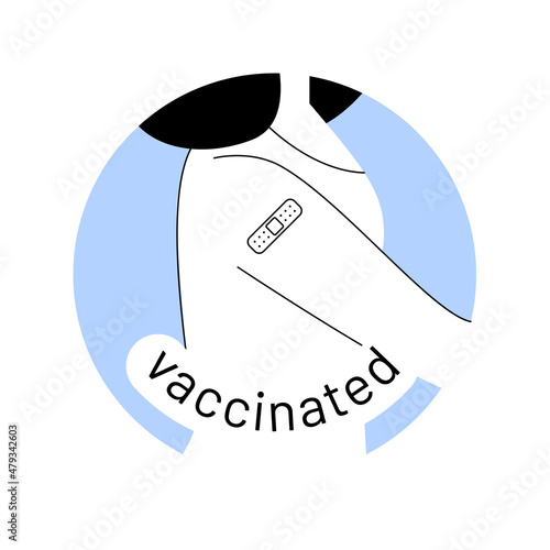 silhouette of vaccinated woman in circle