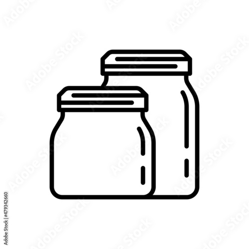 Glass jar thin line icon. Zero waste. Modern vector illustration of kitchen utensil.