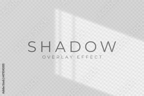 Shadow overlay effect. Transparent soft light and shadow from window frame and blinds. Mockup of transparent shadow overlay effect and natural lighting