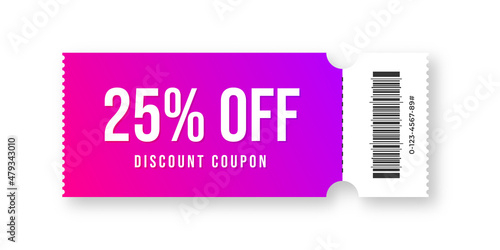 Discount coupon and gift voucher. Discount voucher, gift coupon design. Colorful coupon template for big sale, special offer with promo code