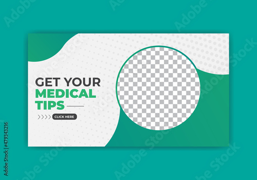 Medical healthcare video thumbnail design vector layout, professional video thumbnail design creative template design, web banner design for medical healthcare