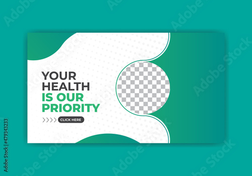 Medical healthcare video thumbnail design vector layout, professional video thumbnail design creative template design, web banner design for medical healthcare